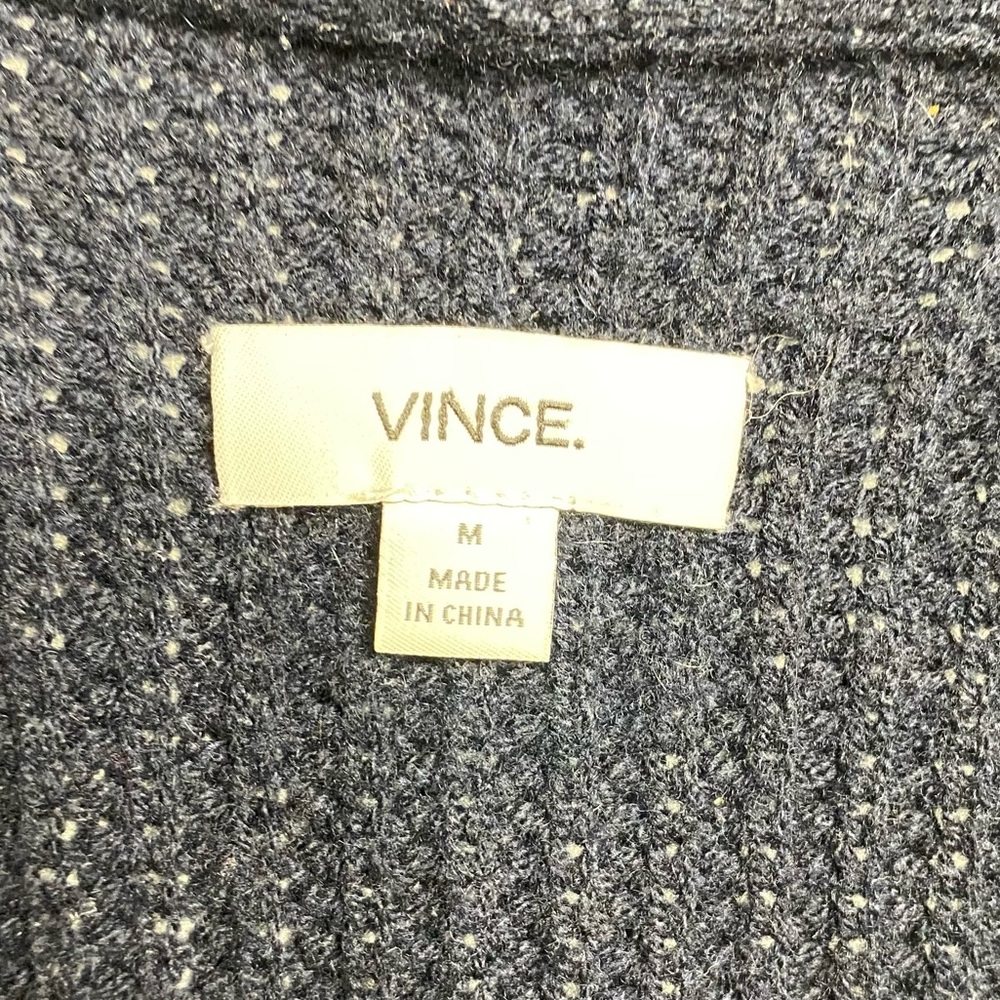 Vince Ribbed Wool Cashmere Open-Front Navy Cardigan Sweater - Picture 9 of 12